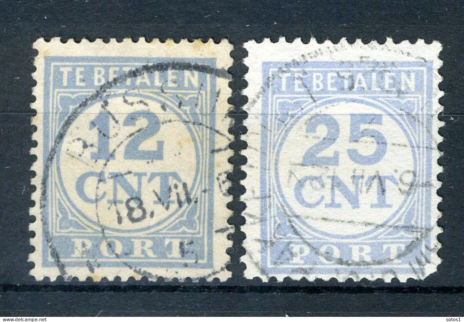 NEDERLAND P76/77 Gestempeld 1921-1938 - Cijfer En Waarde In Blauw -1 - Postage Due