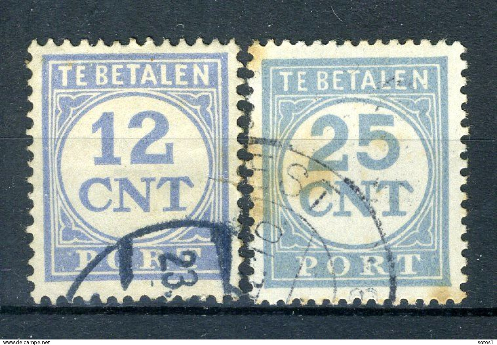 NEDERLAND P76/77 Gestempeld 1921-1938 - Cijfer En Waarde In Blauw - Postage Due