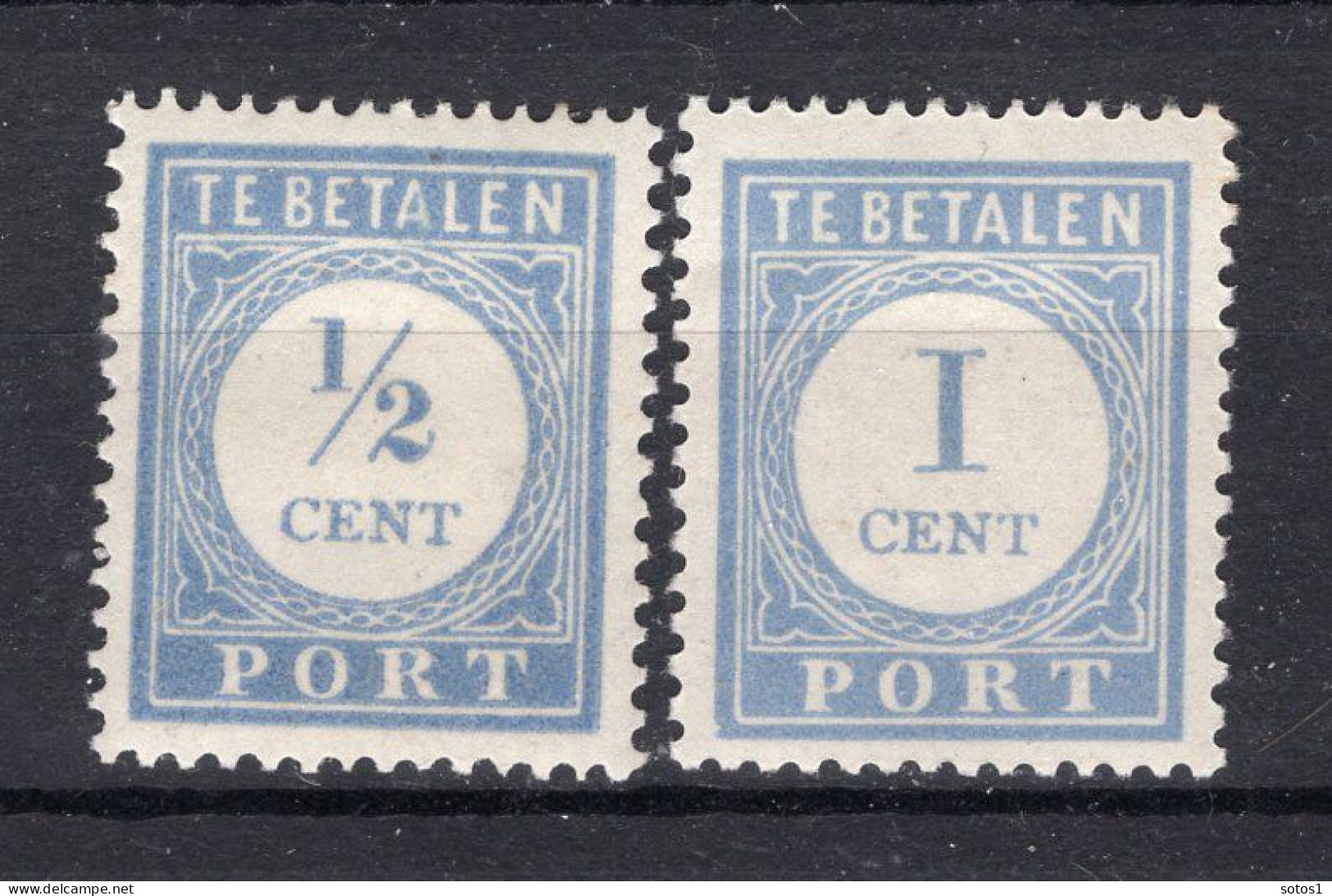 NEDERLAND P44/45 MH 1912-1920 - Cijfer En Waarde In Blauw -1 - Postage Due