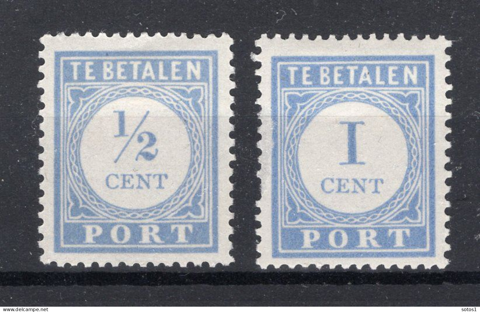 NEDERLAND P44/45 MH 1912-1920 - Cijfer En Waarde In Blauw - Strafportzegels