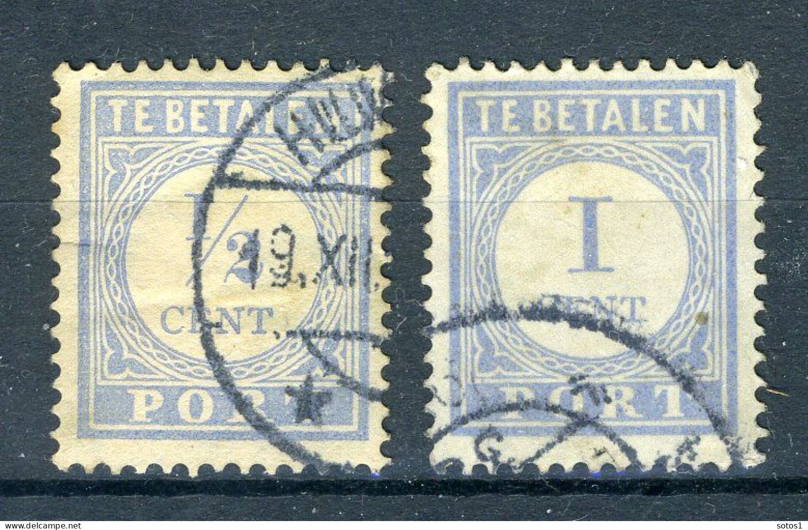 NEDERLAND P44/45 Gestempeld 1912-1920 - Cijfer En Waarde In Blauw - Strafportzegels