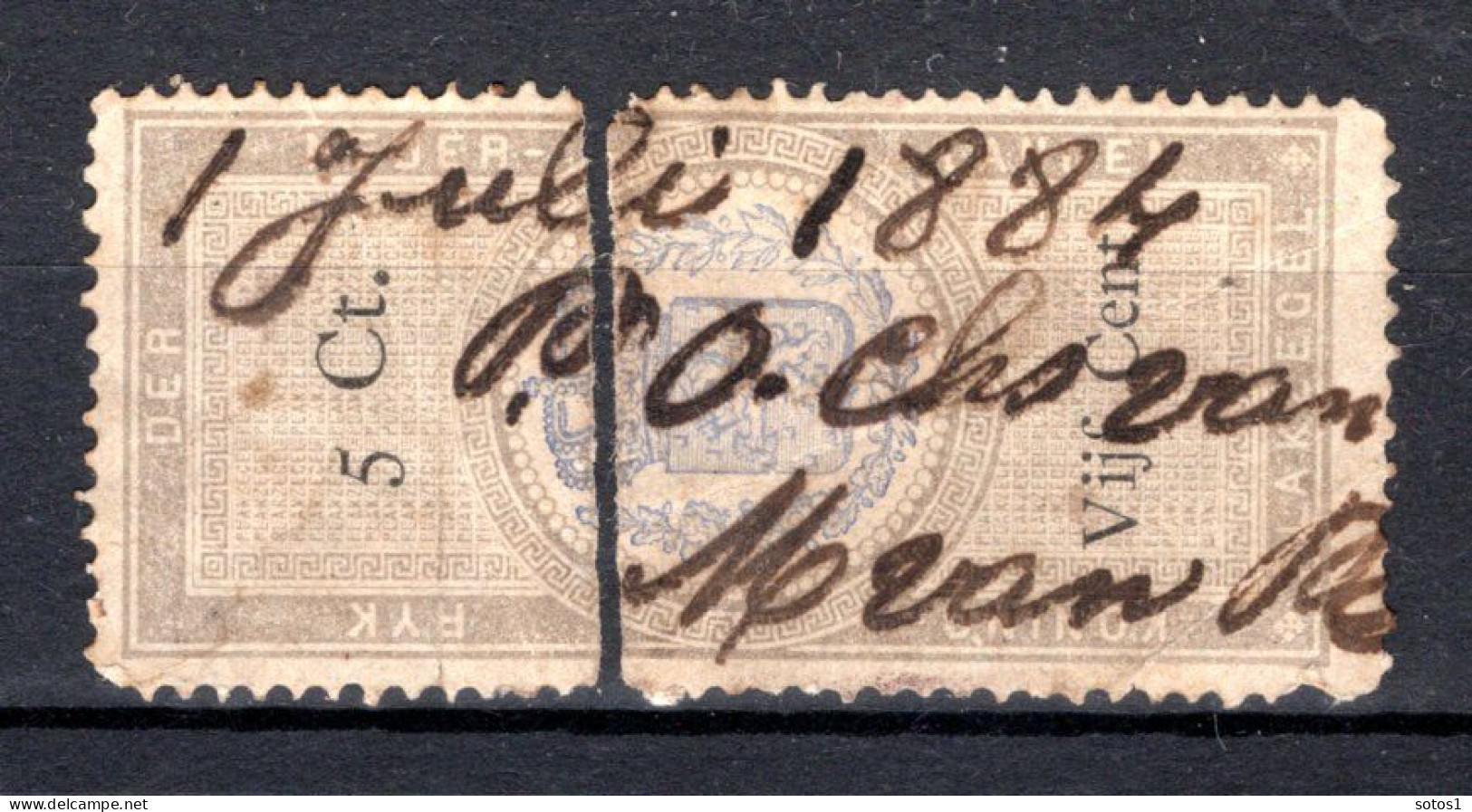 NEDERLAND Fiscale Zegel 5c 1884 - Revenue Stamps