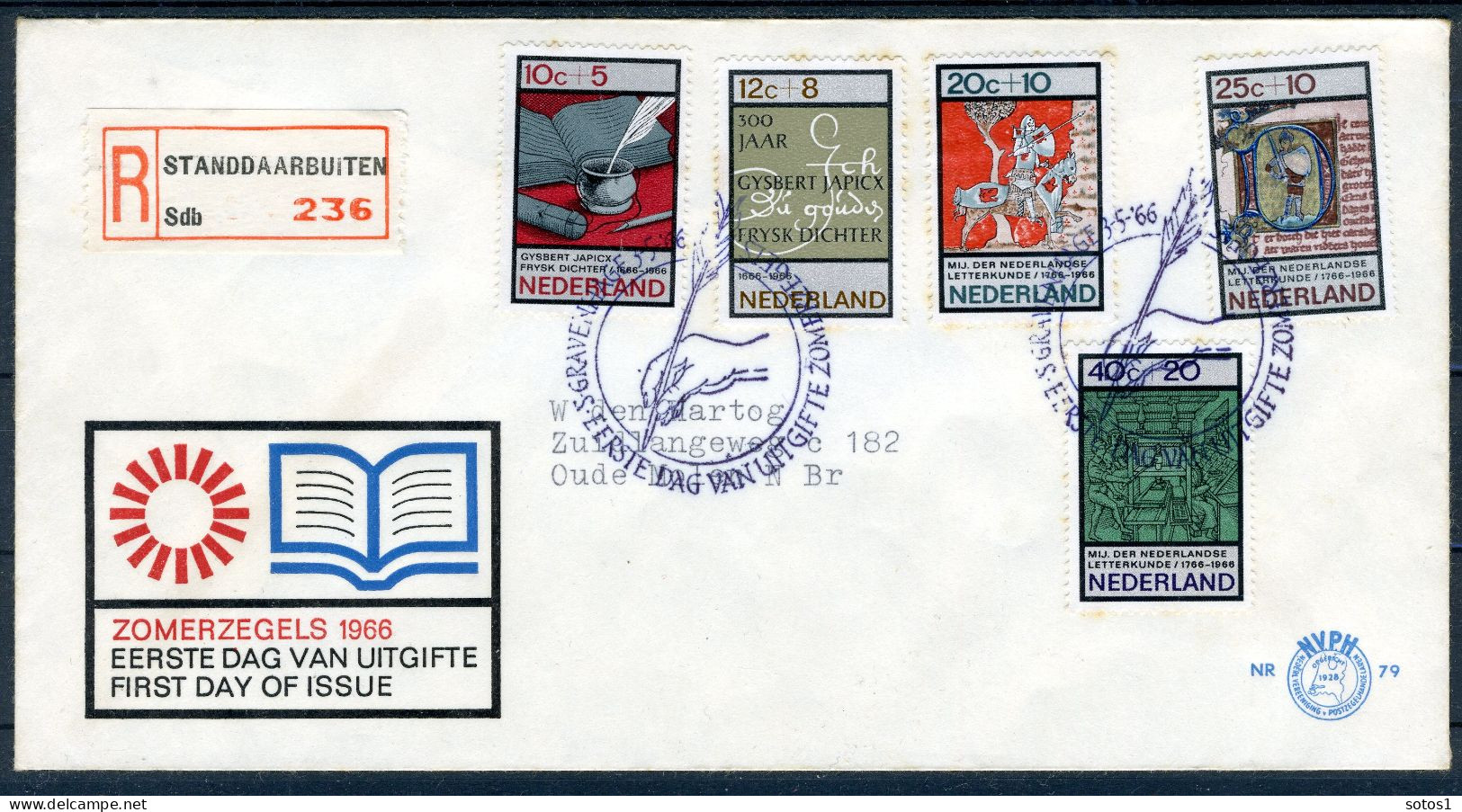NEDERLAND E79 FDC 1966 - Zomerzegels (met Adres) - FDC