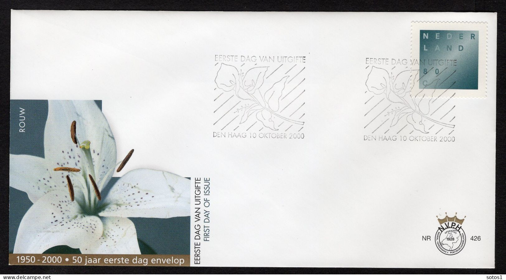 NEDERLAND E426 FDC 2000 - Rouwzegel - FDC