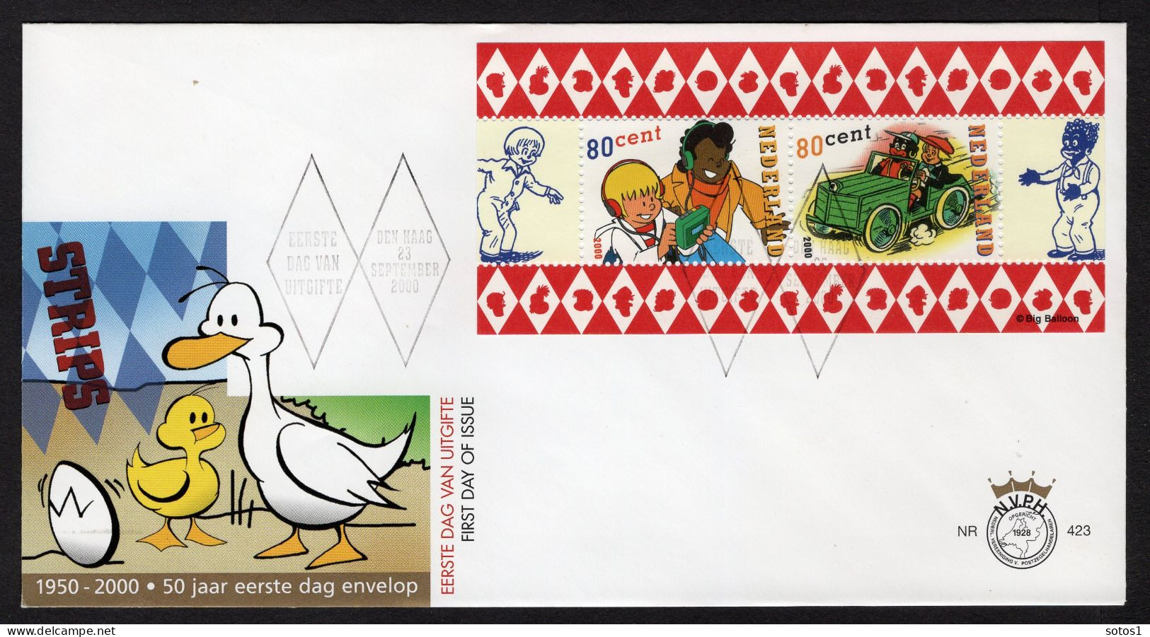 NEDERLAND E423 FDC 2000 - Blok Strippostzegels - FDC