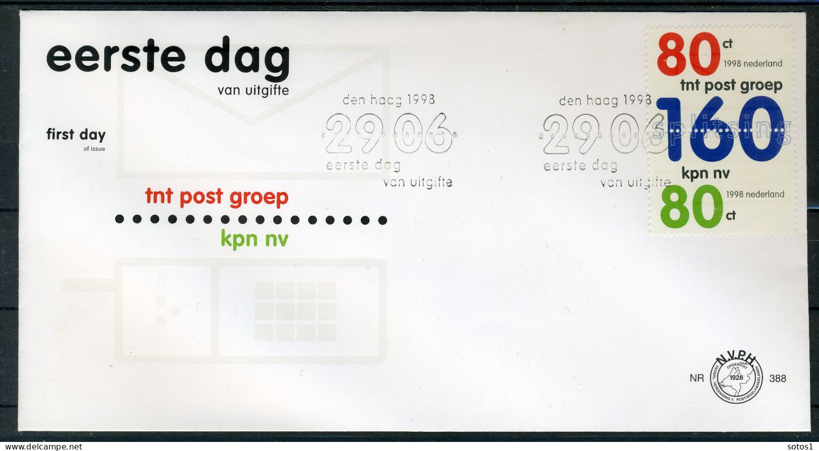 NEDERLAND E388 FDC 1998 - Splitsing KPN -1 - FDC