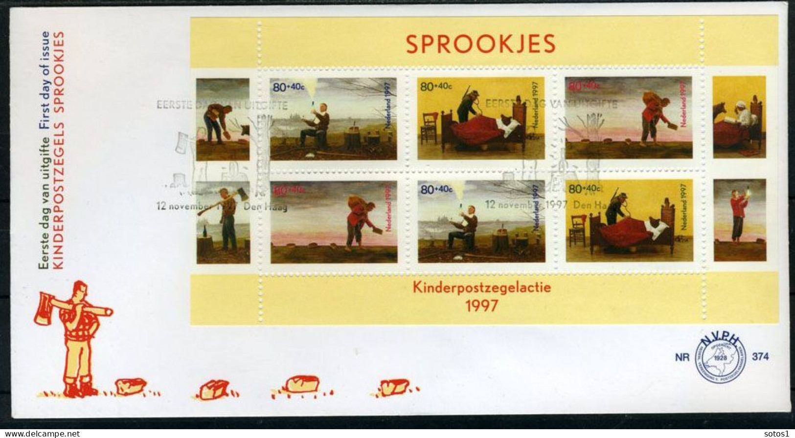 NEDERLAND E374a FDC 1997 - Blok Kinderzegels - FDC