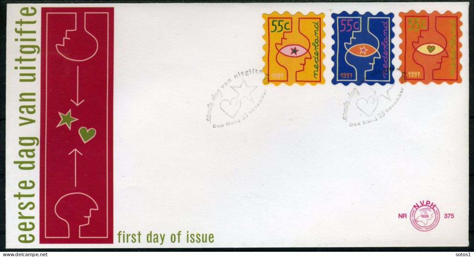 NEDERLAND E375 FDC 1997 - Decemberzegels (2 Stuks) - FDC