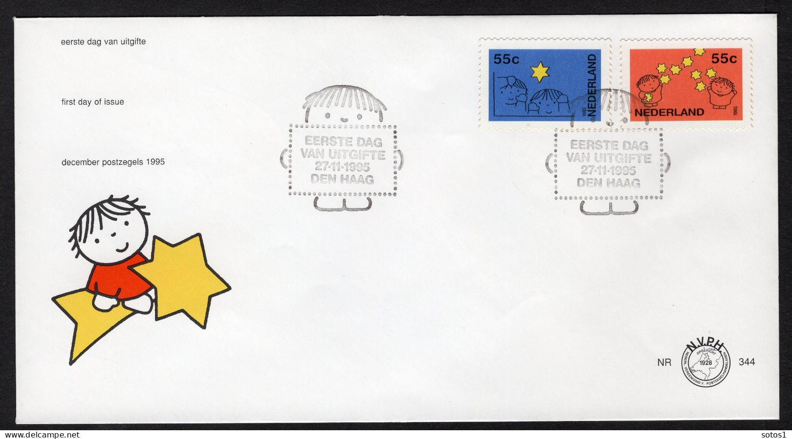 NEDERLAND E344 FDC 1995 - Decemberzegels - FDC