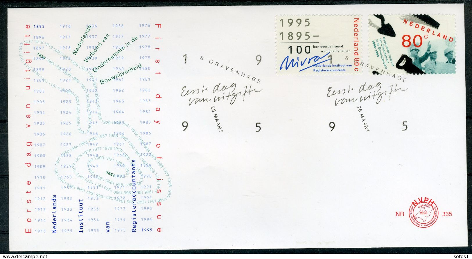 NEDERLAND E335 FDC 1995 - Gecombineerde Uitgifte -1 - FDC