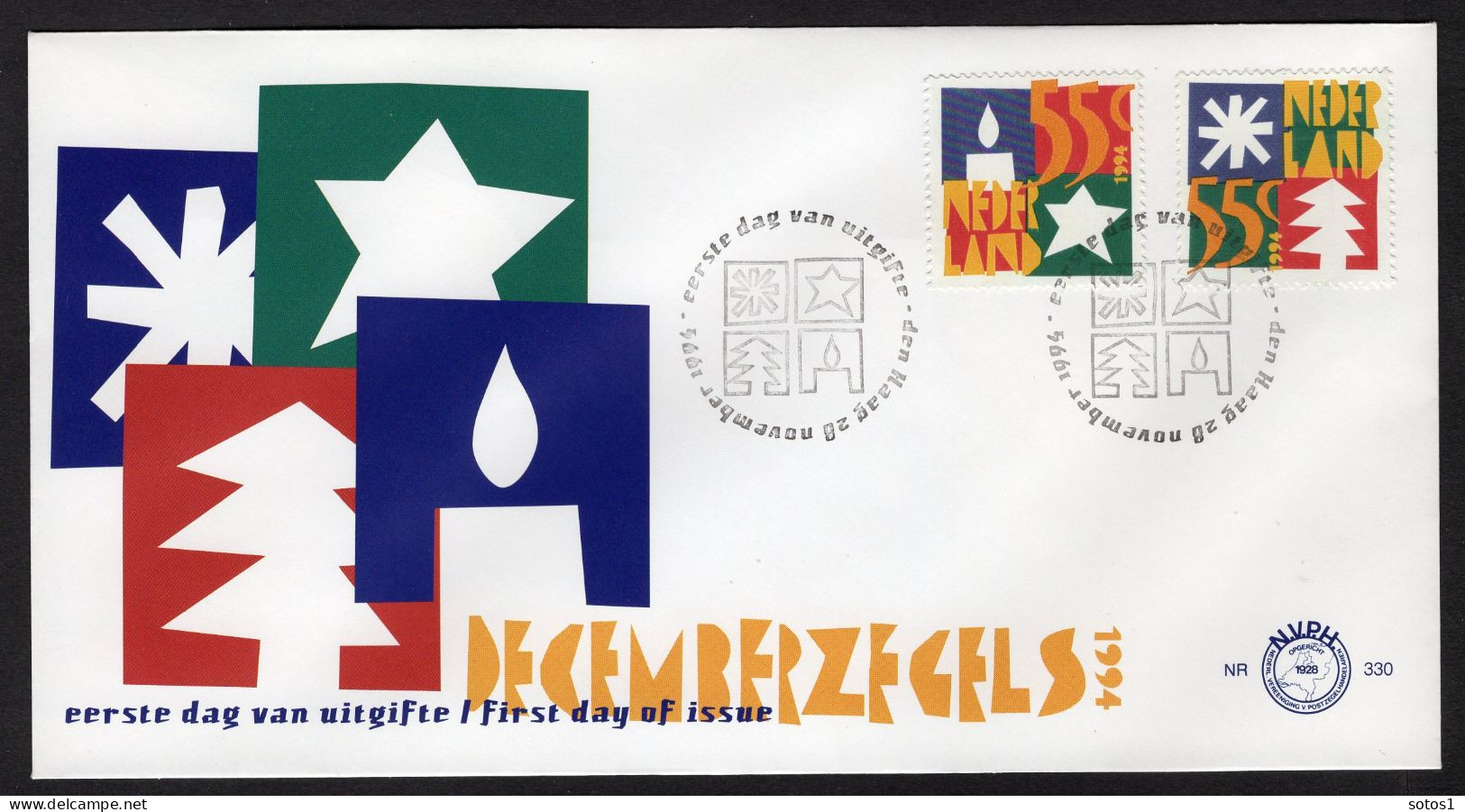 NEDERLAND E330 FDC 1994 - Decemberzegels - FDC