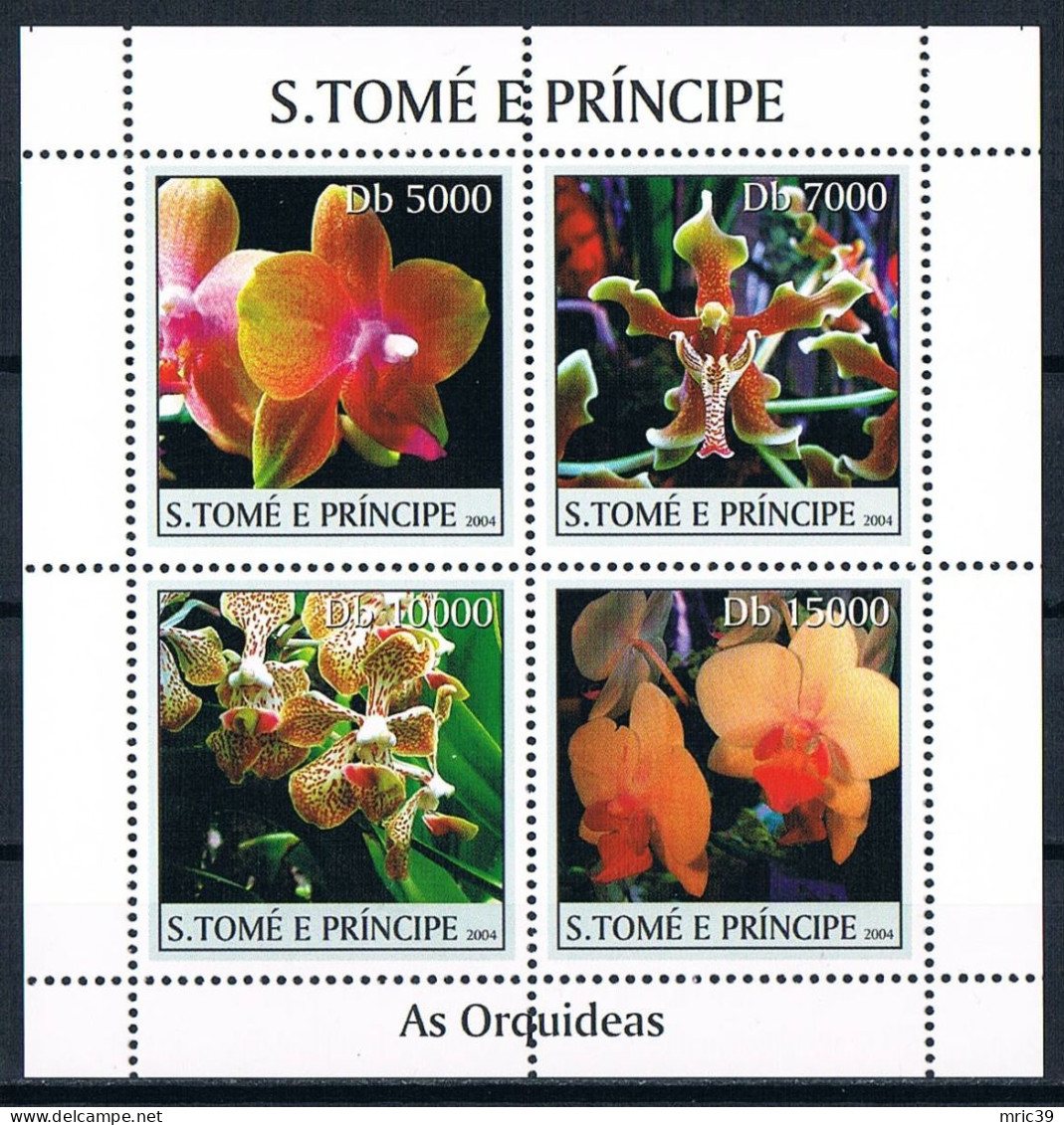 Bloc Sheet  Fleurs Orchidées Flowers Orchids  Neuf  MNH **   S Tome E Principe 2004 - Orchideen