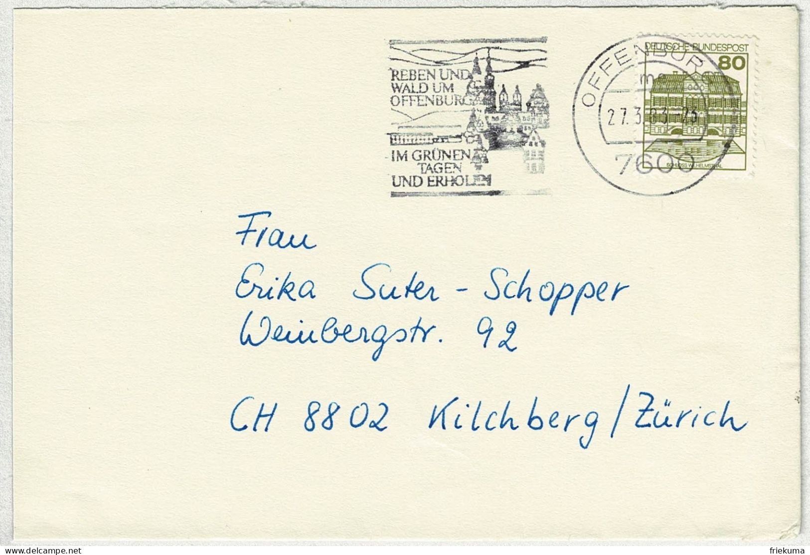 Deutsche Bundespost 1983, Brief Offenburg - Kilchberg (Schweiz) - Covers & Documents