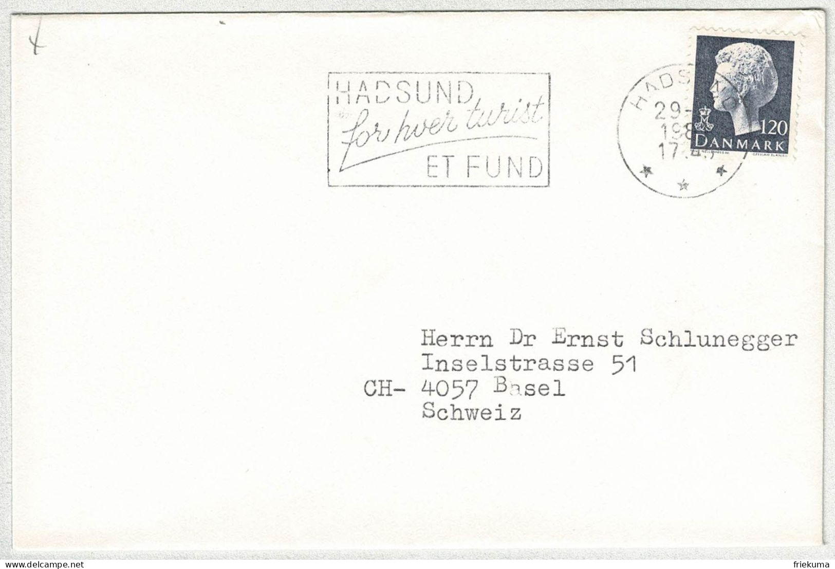 Dänemark / Danmark 1981, Brief Hadsund - Basel (Schweiz), Tourismus - Autres & Non Classés