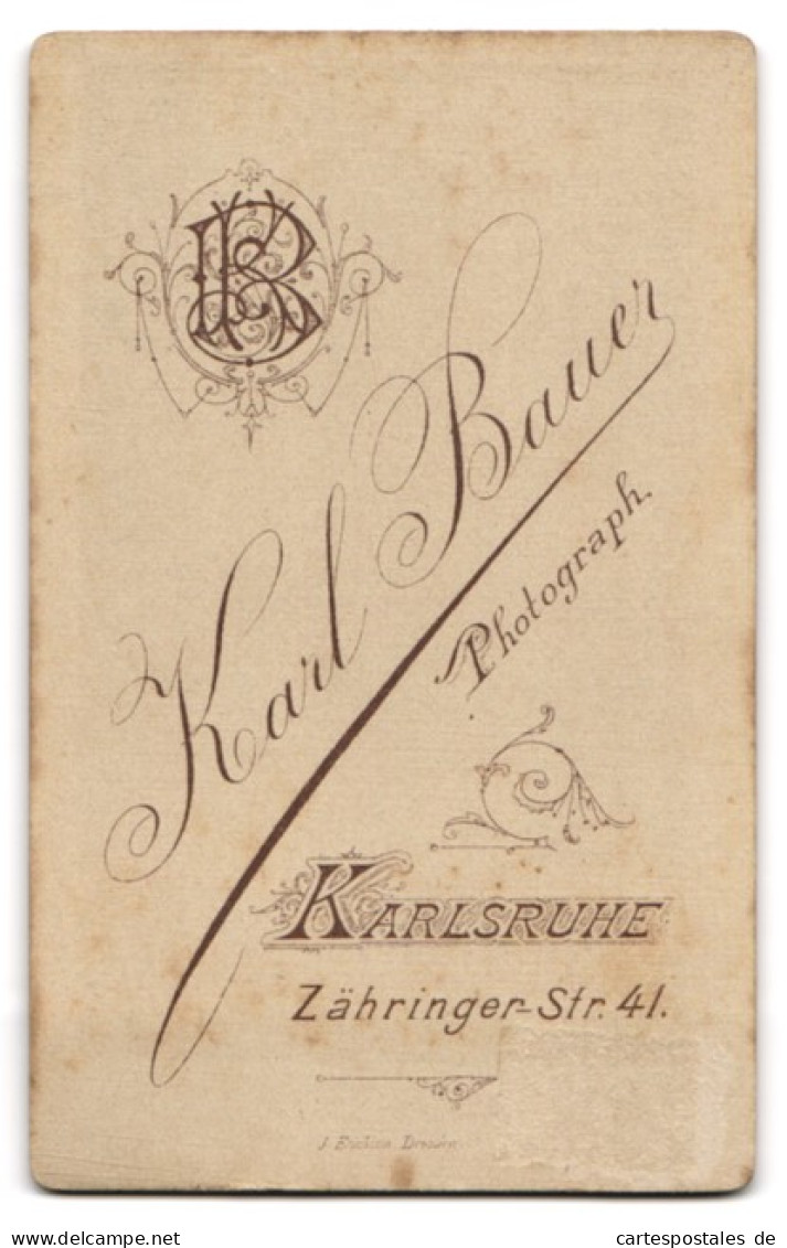Fotografie Karl Bauer, Karlsruhe, Junger Soldat In Uniform, Passepartout Mit Kasier Friedrich III, Wilhelm I Wilhelm I  - War, Military