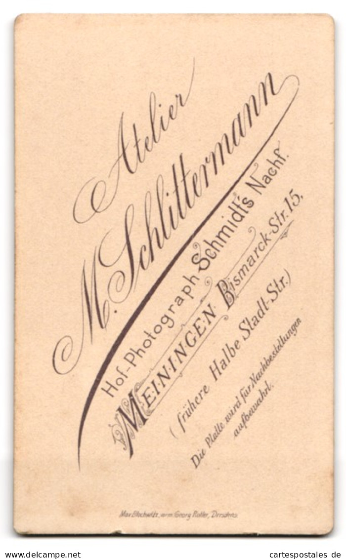 Fotografie M. Schlittermann, Meiningen, Junger Soldat In Uniform, Passepartout Mit Kaiser Wilhelm II., Adler  - Guerre, Militaire