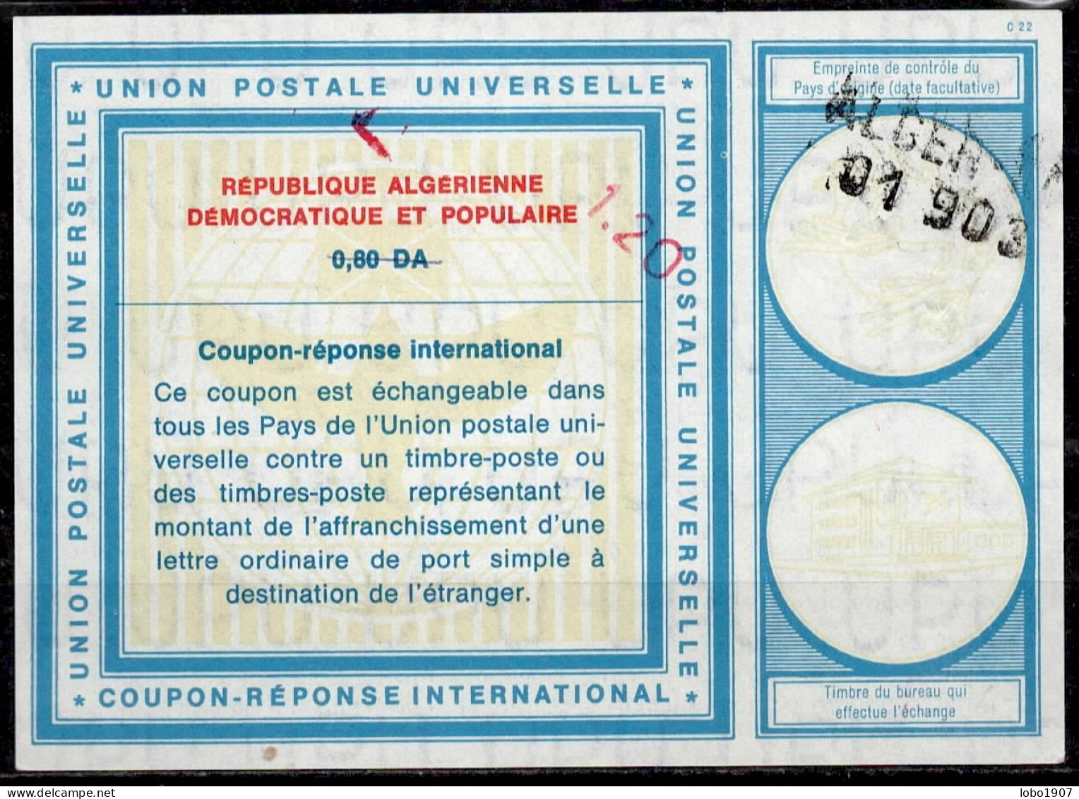 ALGERIE ALGERIA 1931- ca 1990 Collection 20 International and National Reply Coupon Reponse Antwortschein IRC IAS