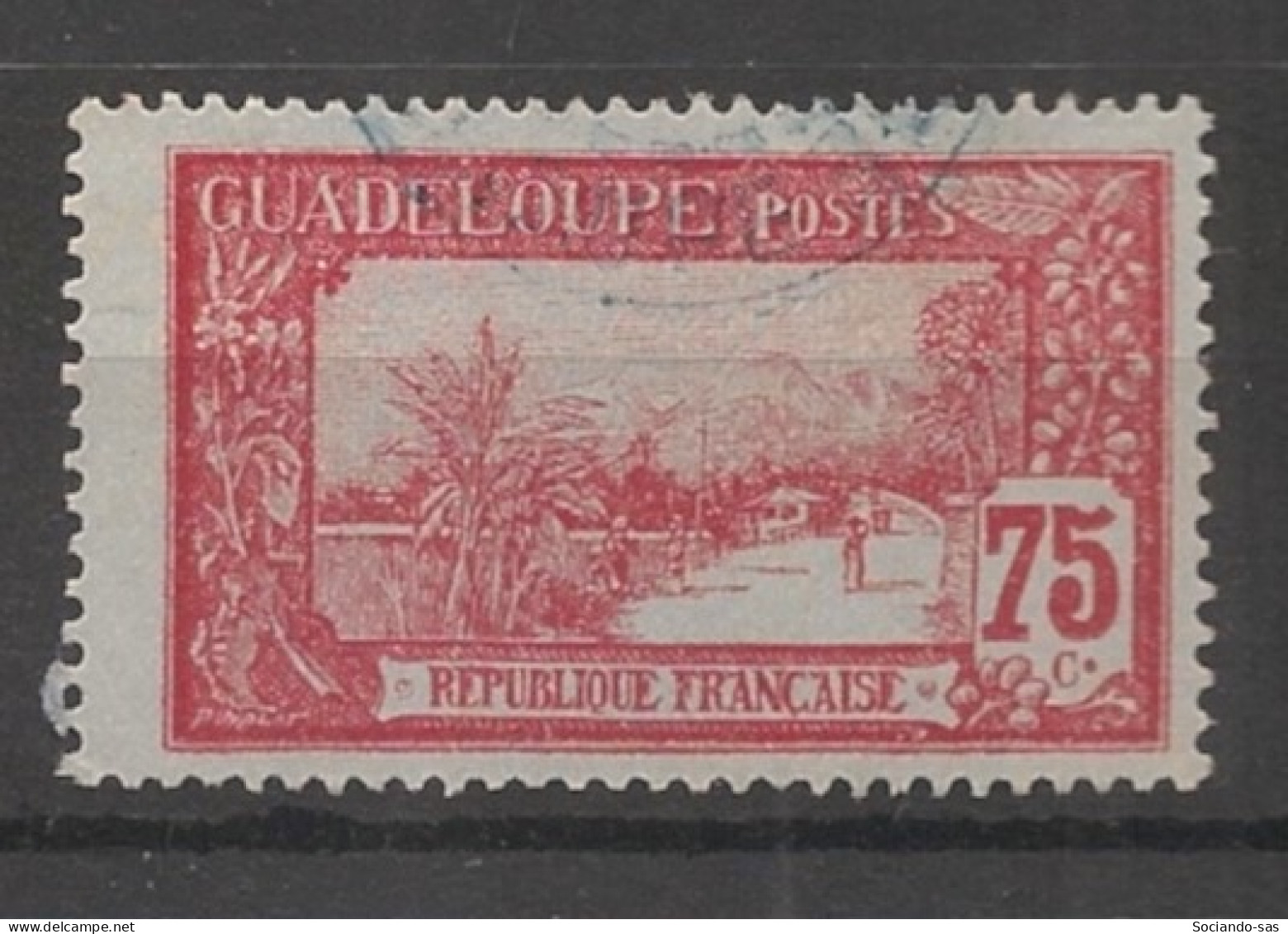 GUADELOUPE - 1905-07 - N°YT. 68 - Grande Soufrière 75c Carmin Sur Azuré - Oblitéré / Used - Usados