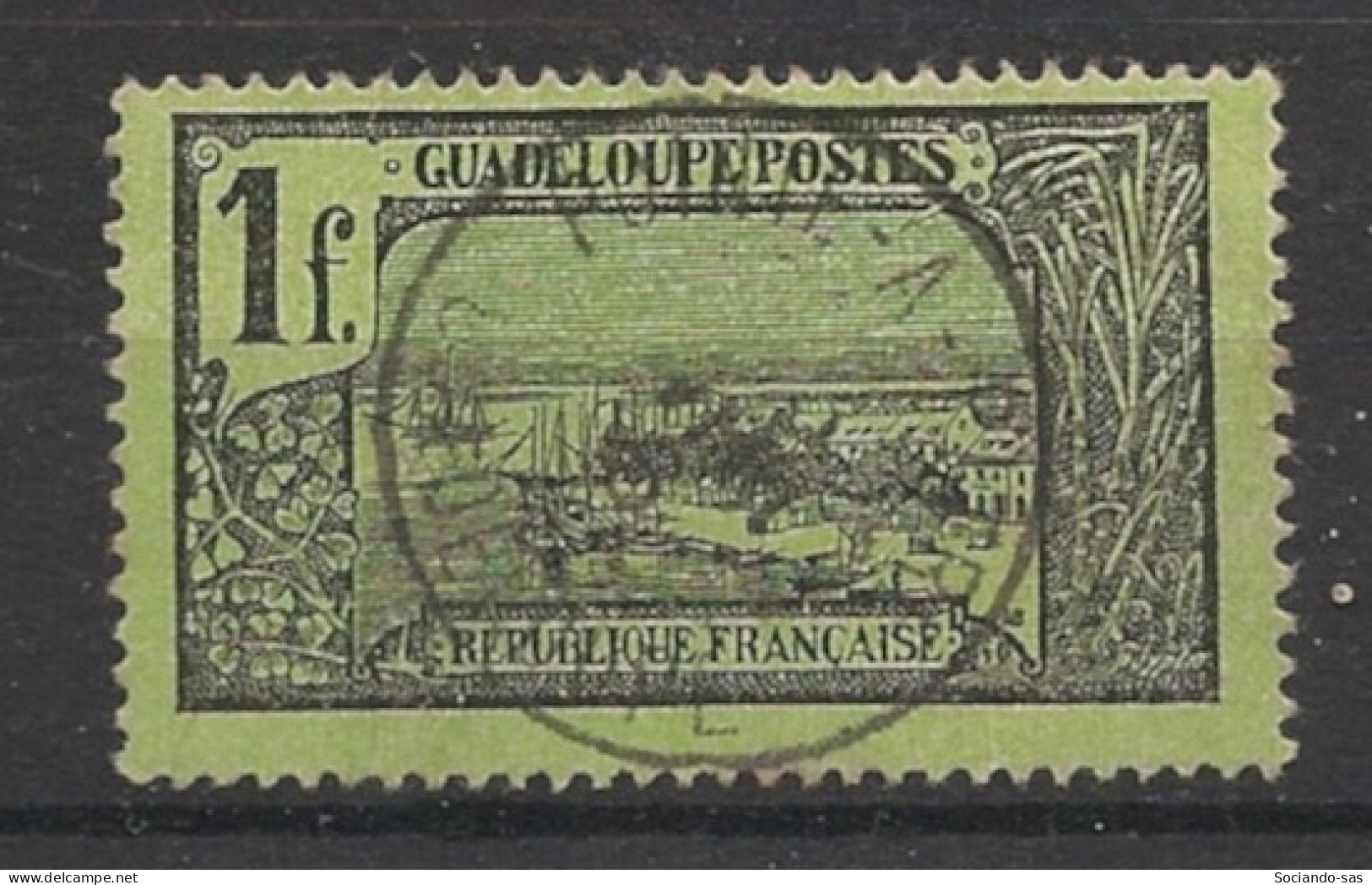 GUADELOUPE - 1905-07 - N°YT. 69 - Pointe-à-Pitre 1f Noir Sur Vert - Oblitéré / Used - Usados