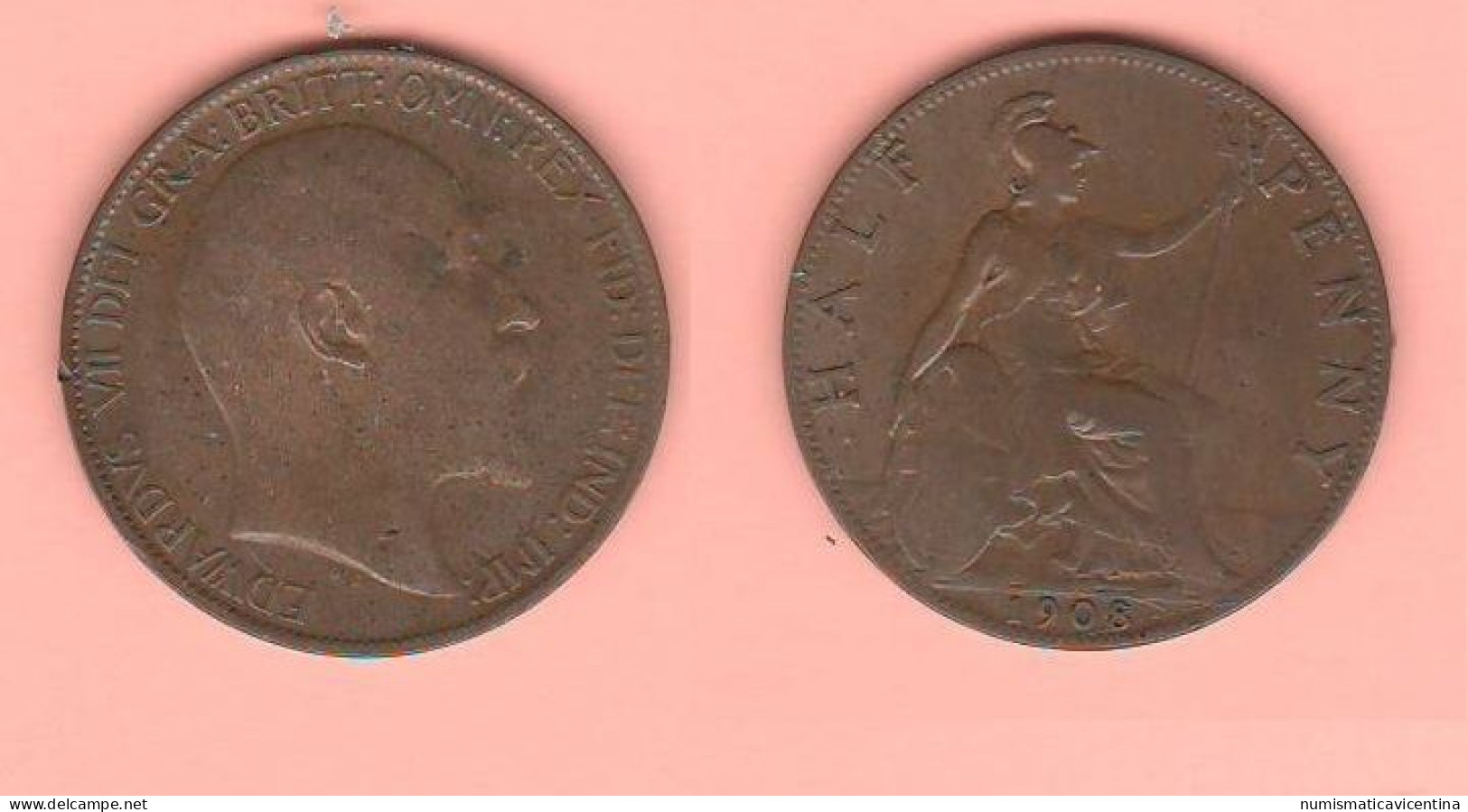Great Britain Half Penny 1908 Bronze K 748.2 Angleterre Inghilterra Edwardus VII° - C. 1/2 Penny