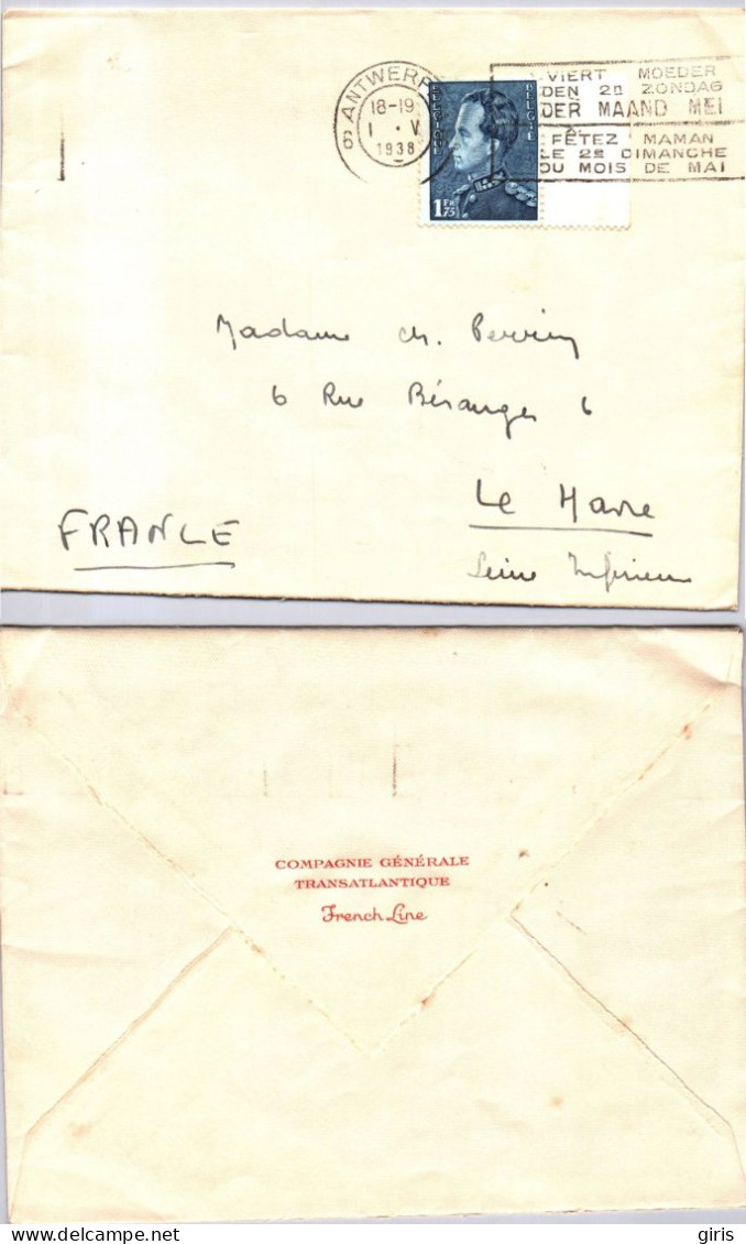 Belgique - Brief Van Anvers Antwerpen 6 1938 - Pour Le Havre - Other & Unclassified