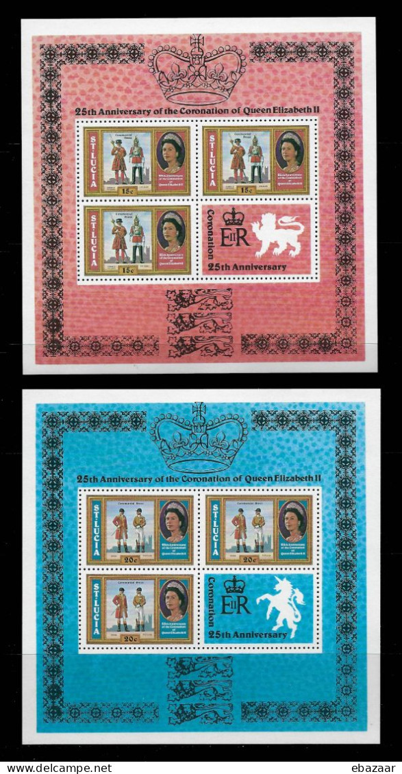 St. Lucia 1978 Royalty, Kings & Queens Of England, Queen Elizabeth II, Silver Jubilee Stamps Sheets MNH - St.Lucia (...-1978)