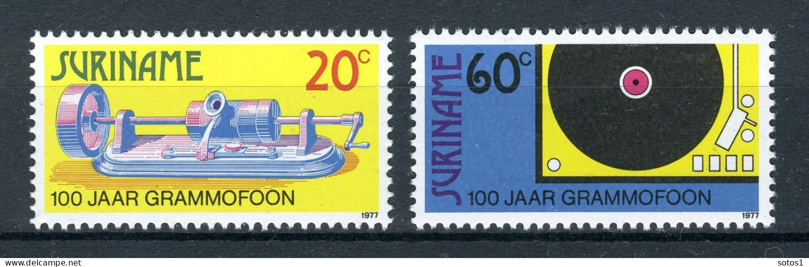 SURINAME 779/780 MNH 1977 - 100 Jaar Grammafoon. - Surinam