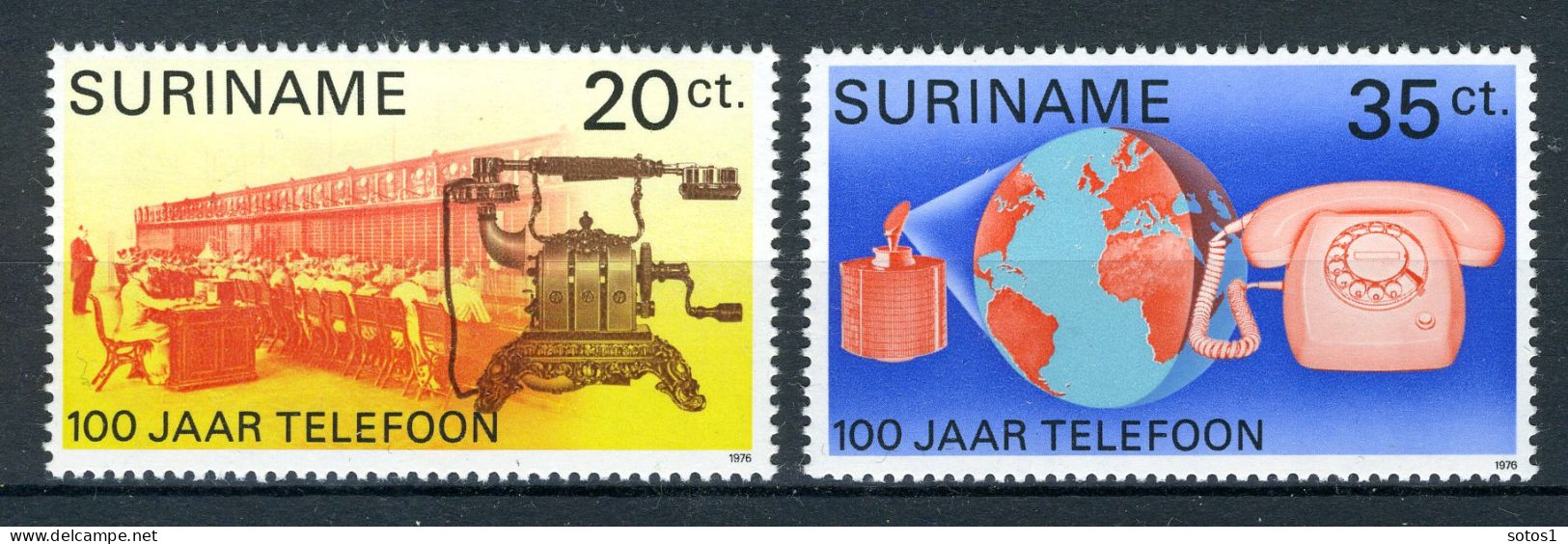 SURINAME 730/731 MNH 1976 - 100 Jaar Telefonie. - Surinam