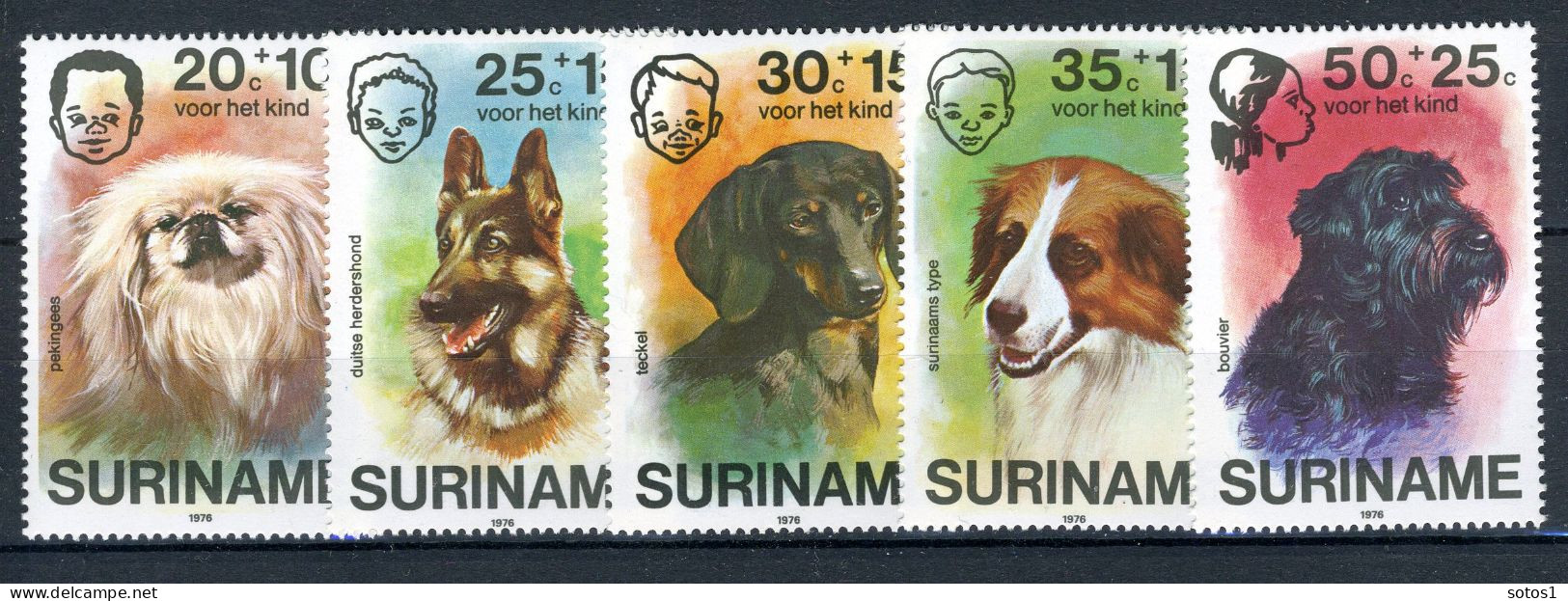 SURINAME 738/742 MNH 1976 - Honden. - Suriname
