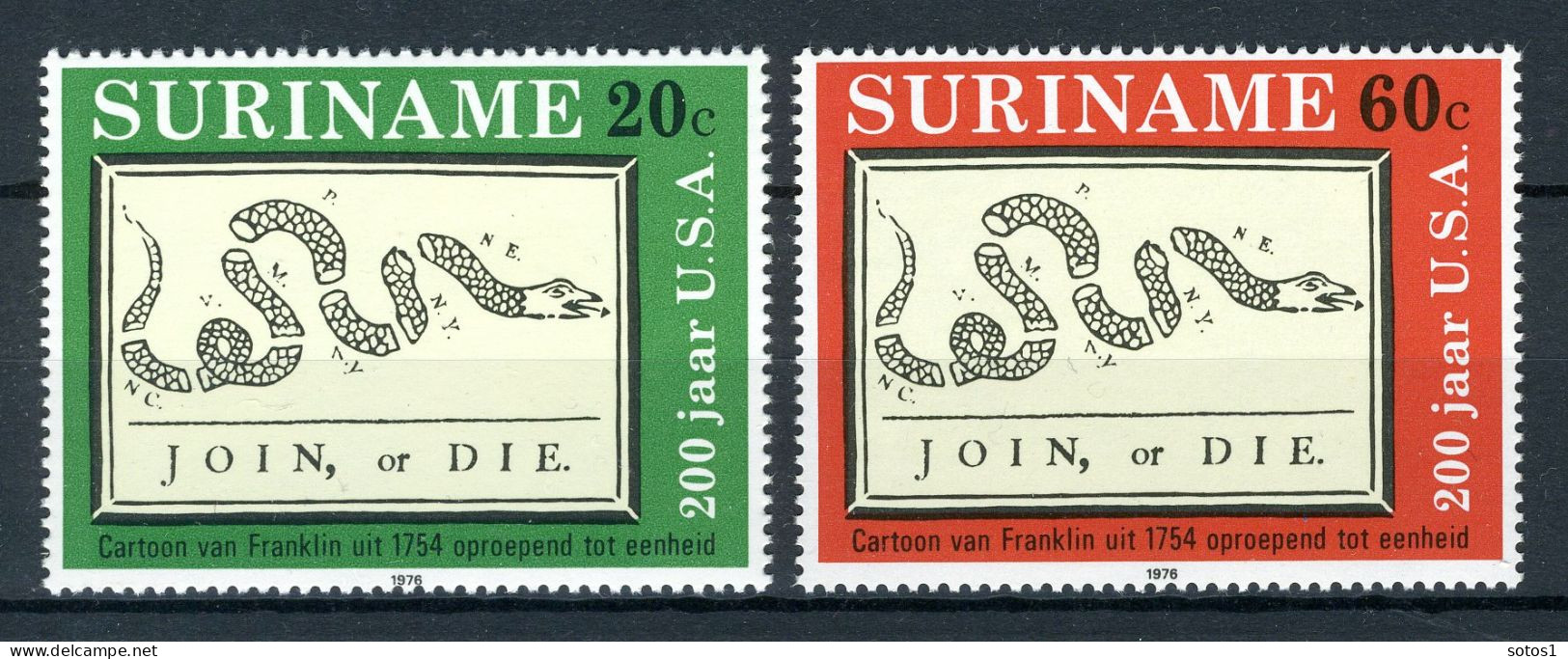 SURINAME 736/737 MNH 1976 - 200 Jaar USA. - Surinam