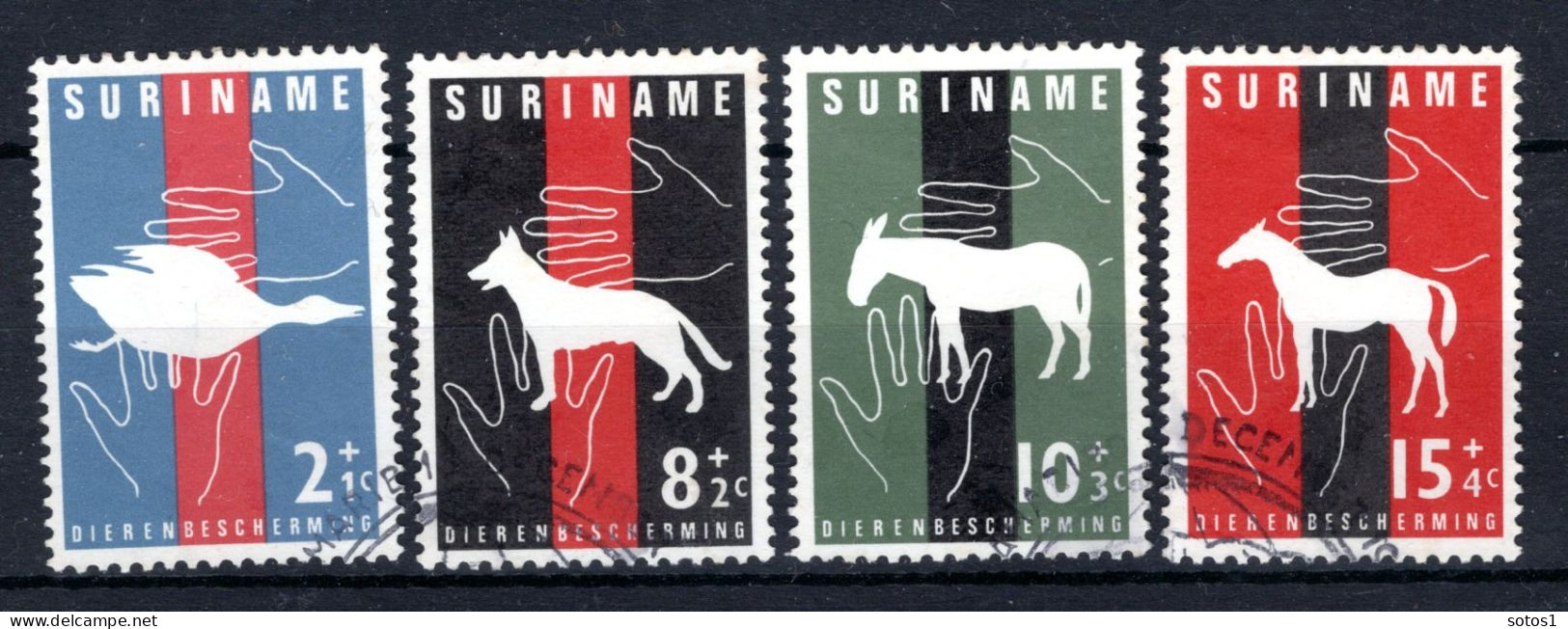 SURINAME 390/393° Gestempeld 1962 - Dierenbescherming - Suriname ... - 1975