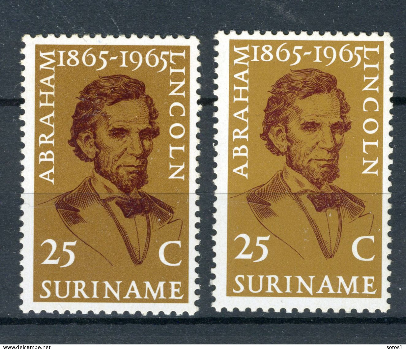 SURINAME 424 MNH 1965 - 100e Sterfdag Abraham Lincoln. (2 Stuks) - Surinam ... - 1975