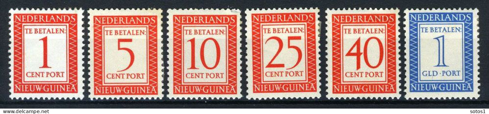 NL. NIEUW GUINEA P1/P6 MH 1957 - Portzegels Cijfer En Waarde In Rechthoek - Netherlands New Guinea