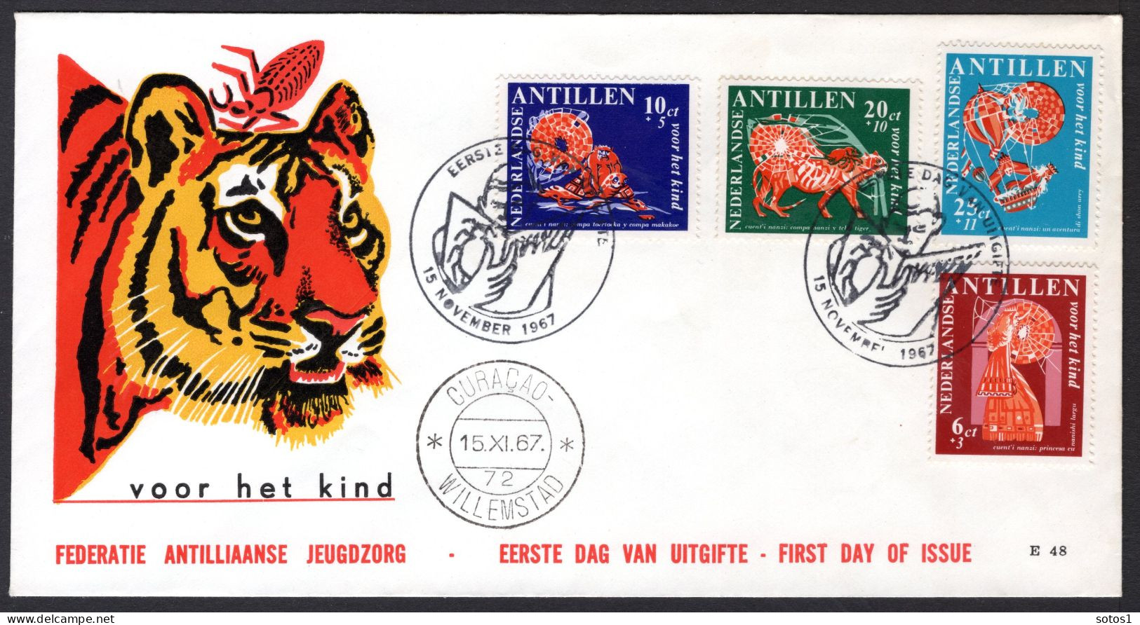 NL. ANTILLEN E48 FDC 1967 Kinderzegels - Curaçao, Antilles Neérlandaises, Aruba