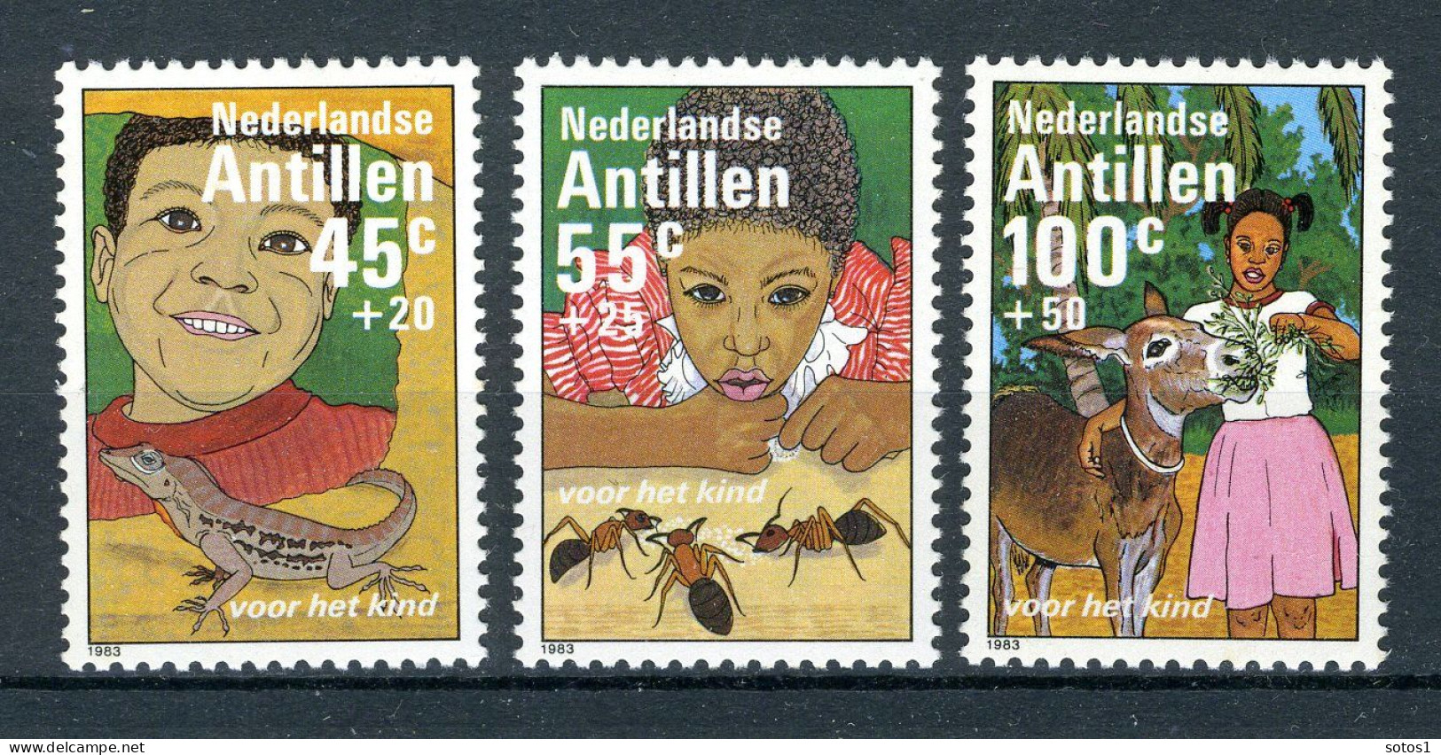 NL. ANTILLEN 750/752 MNH 1983 - Kinderzegels, Kinderen Met Dieren. - Curacao, Netherlands Antilles, Aruba
