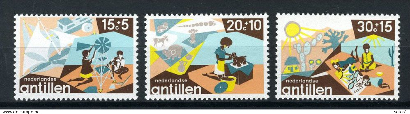 NL. ANTILLEN 515/517 MH 1975 - Kinderzegels. - Curaçao, Antilles Neérlandaises, Aruba