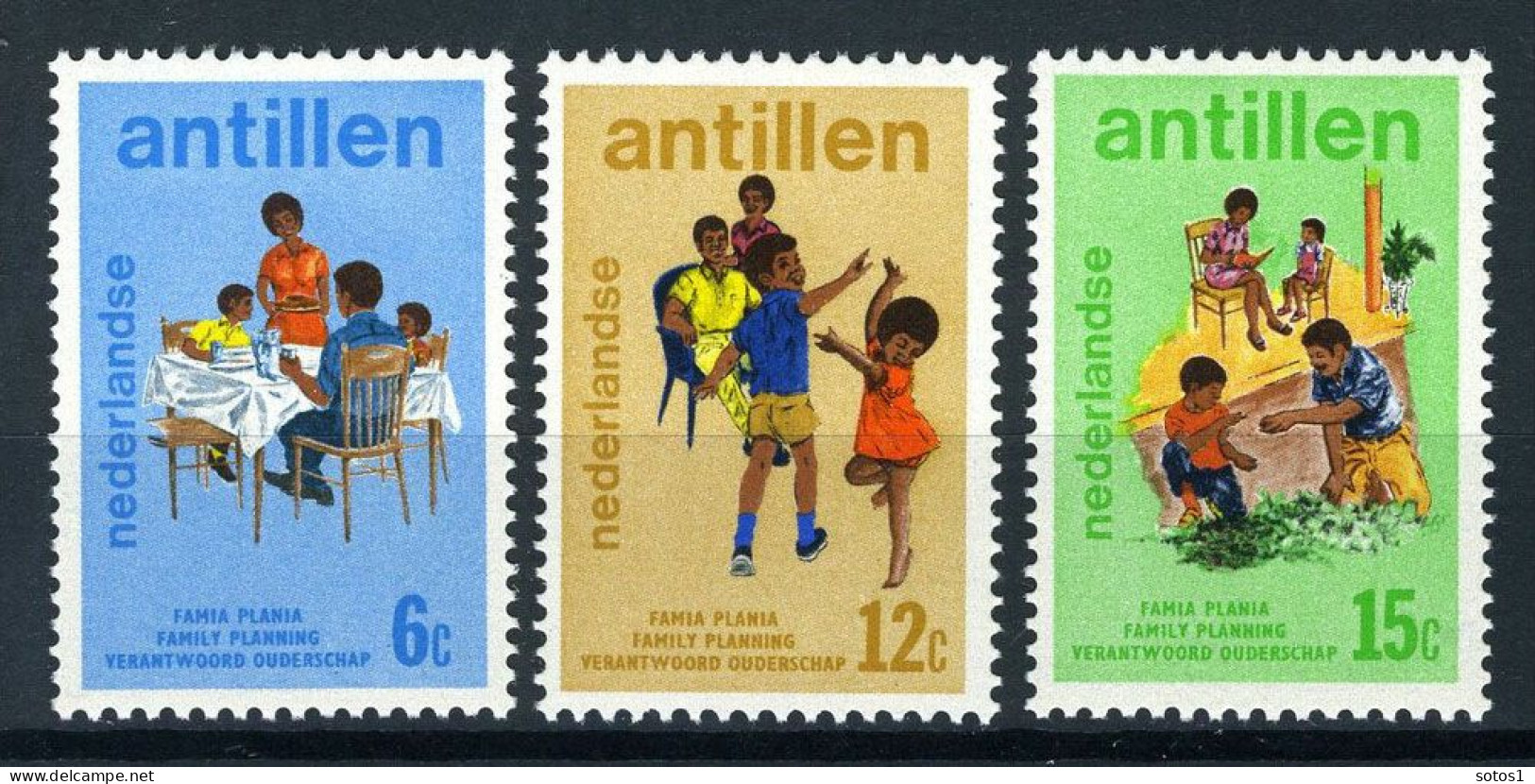 NL. ANTILLEN 486/488 MH 1974 - Verantwoord Ouderschap. - Niederländische Antillen, Curaçao, Aruba
