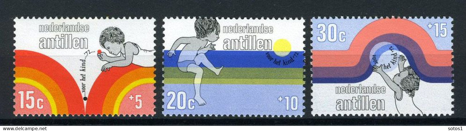 NL. ANTILLEN 457/459 MH 1972 - Kinderzegels. - Curaçao, Antilles Neérlandaises, Aruba