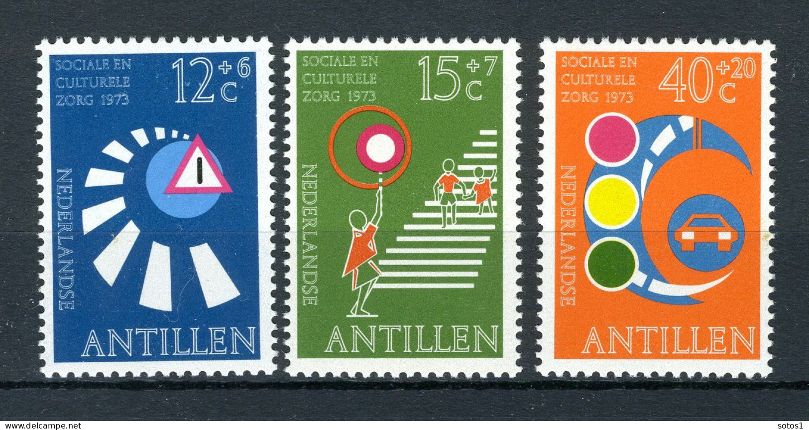 NL. ANTILLEN 469/471 MH 1973 - Cultuur, Verkeersveiligheid. - Curaçao, Antilles Neérlandaises, Aruba