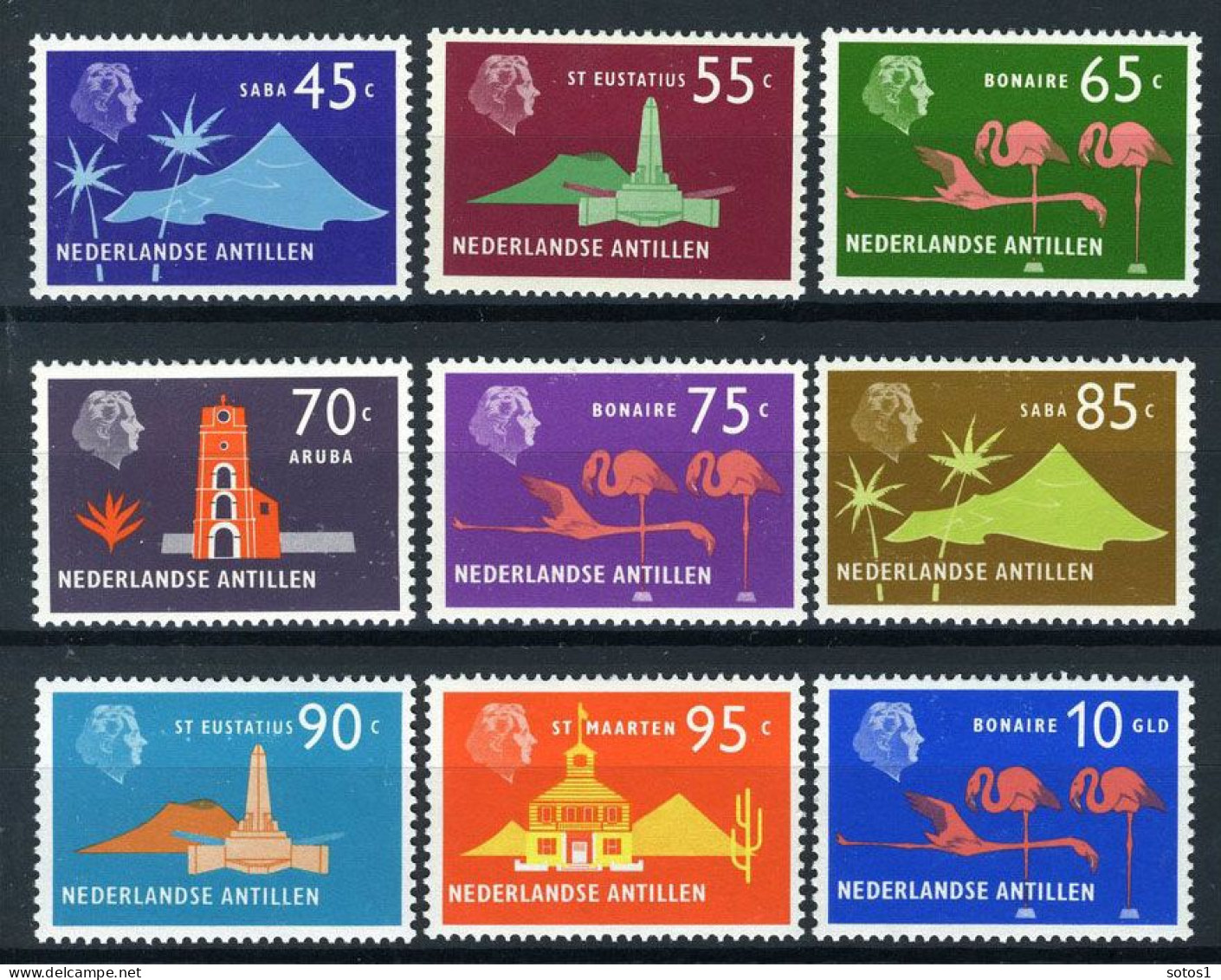 NL. ANTILLEN 460/468 MH 1973 - Aanvullingswaarden, Koningin Juliana  - Curaçao, Antilles Neérlandaises, Aruba