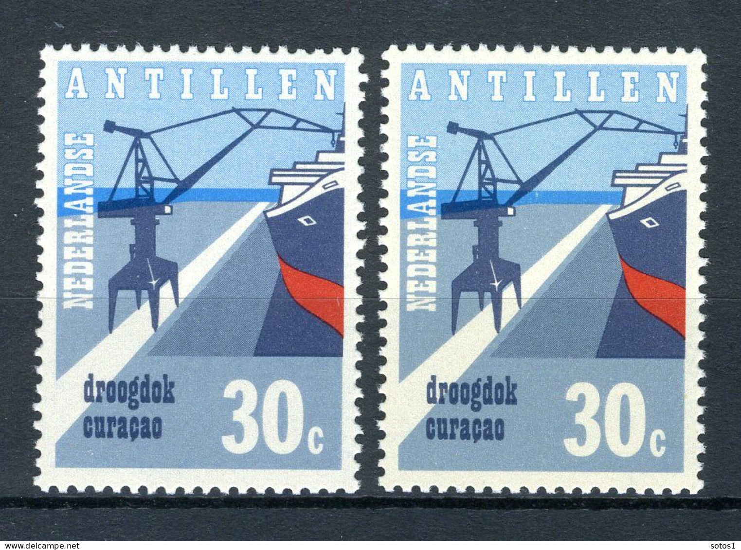 NL. ANTILLEN 451 MNH 1972 - Ingebruikname Droogdok Curaçao. (2 Stuks) - Niederländische Antillen, Curaçao, Aruba