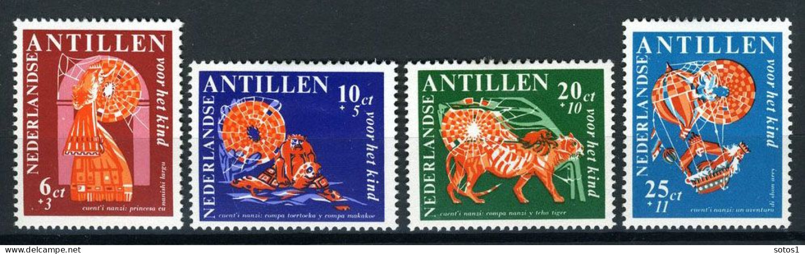 NL. ANTILLEN 389/392 MH 1967 - Kinderzegels, Nanzi Verhaal - Niederländische Antillen, Curaçao, Aruba
