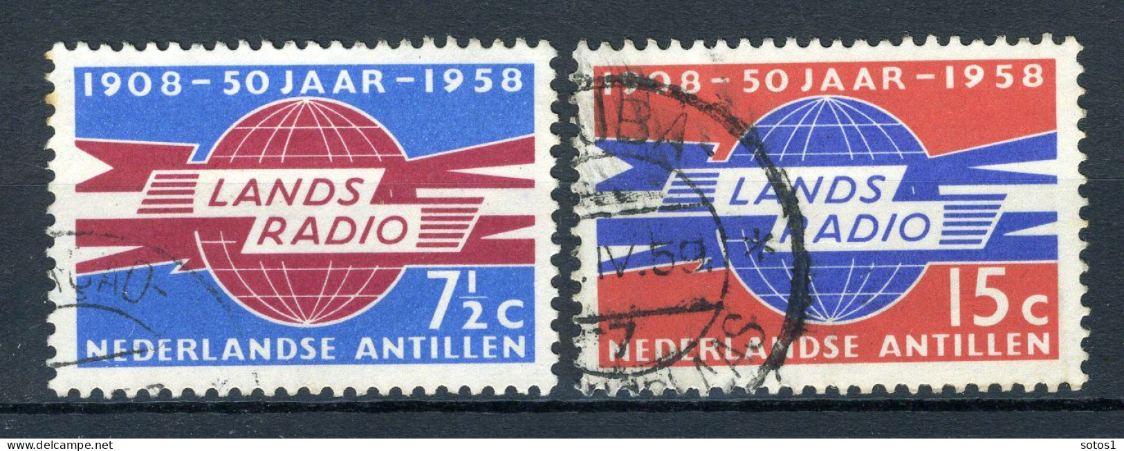 NL. ANTILLEN 291/292 Gestempeld 1959 - 50 Jaar Landsradio. - Curacao, Netherlands Antilles, Aruba