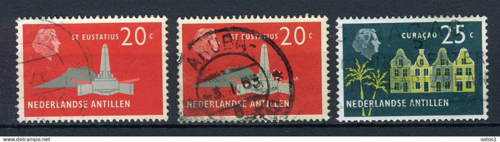 NL. ANTILLEN 281/282 Gestempeld 1958-1959 - Koningin Juliana  - Curaçao, Antilles Neérlandaises, Aruba