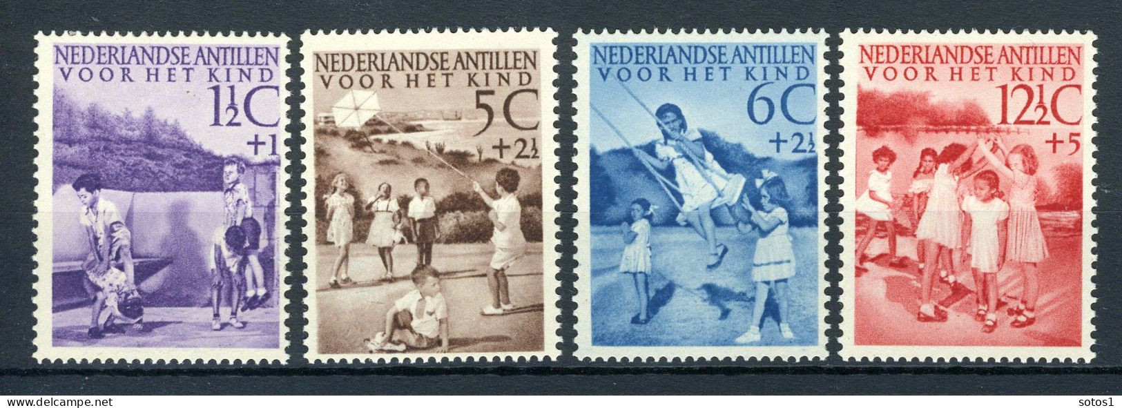 NL. ANTILLEN 234/237 MNH 1951 -Kinderzegels, Kinderspelen. - Curaçao, Antilles Neérlandaises, Aruba