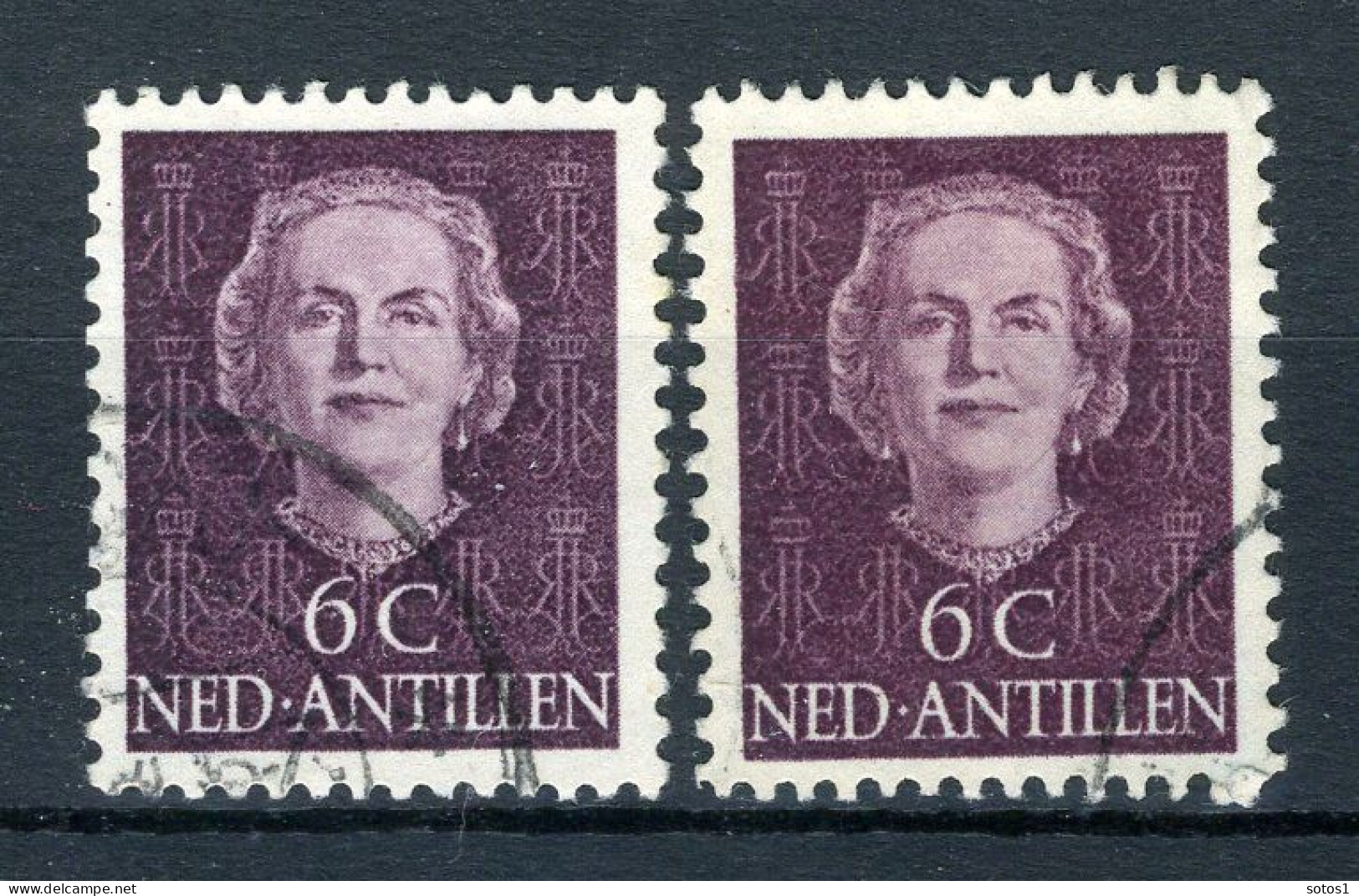 NL. ANTILLEN 218 Gestempeld 1950 - Koningin Juliana. (2 Stuks) - Niederländische Antillen, Curaçao, Aruba