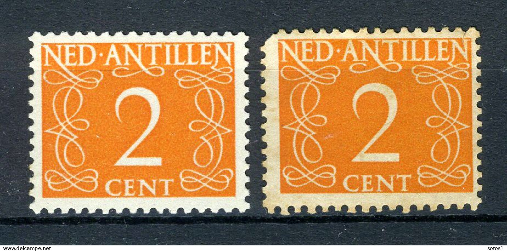 NL. ANTILLEN 213 MH 1950 - Cijfer. (2 Stuks) - Curacao, Netherlands Antilles, Aruba