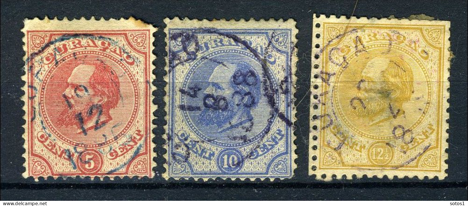 CURACAO 3/5 Gestempeld 1873-1889 - Koning Willem III - Curaçao, Antilles Neérlandaises, Aruba
