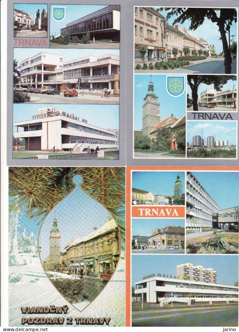 Slovakia, 4 X Trnava, Reštauracia Merkur, Pedagogická Fakulta, Mestská Veža, Radnica, ..unused - Slovakia