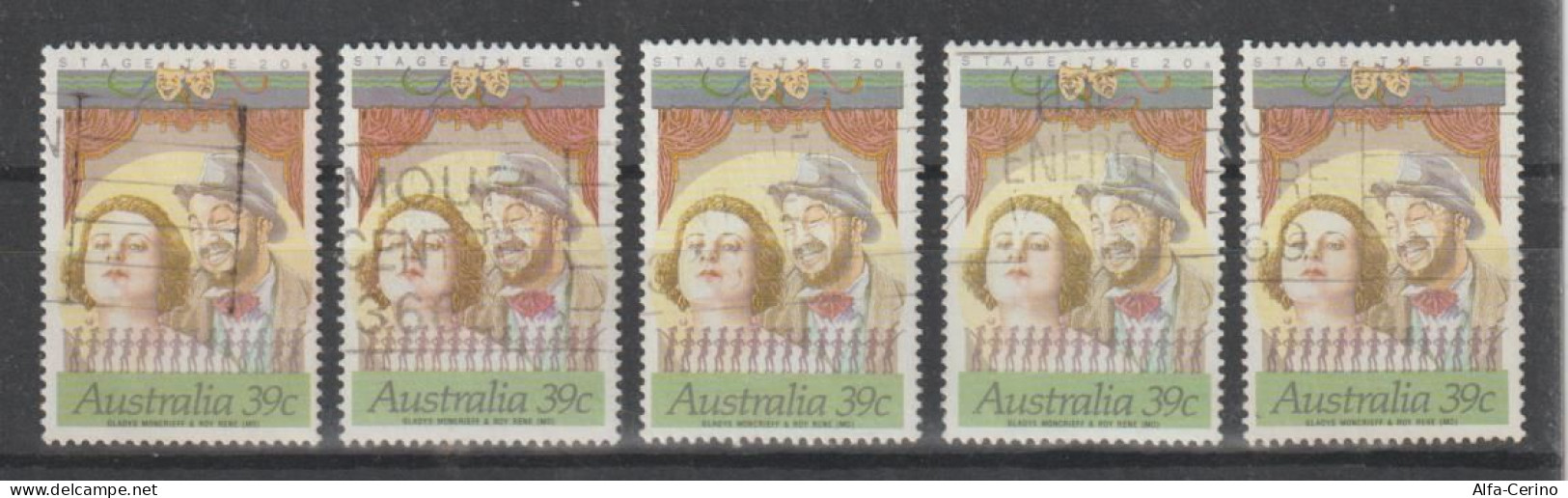 AUSTRALIA:  1989  AUSTRALIAN  ACTORS  -  39 C. POLICROME  USED  STAMPS  -  REP. 5  EXEMPLARY  -  YV/TELL.1118 - Usati